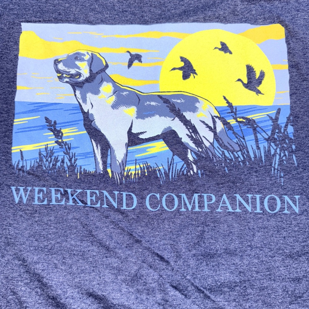 Croft & Barrow T-Shirt Men L Blue NWOT Weekend Companion Lab Dog Graphic Tee